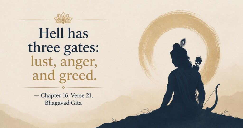 Bhagavad Gita quote on lust, anger, and greed
