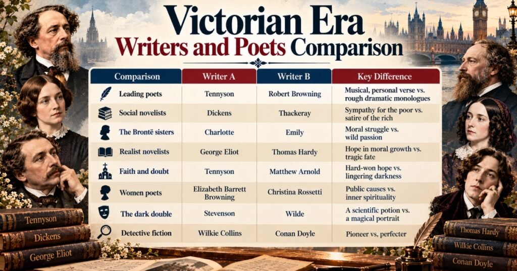 Victorian Era Writers and Poets Comparison